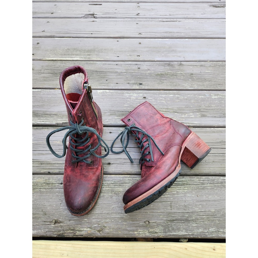 Freebird by Steven Cavalier Boot Oxblood Oiled Distressed Croc Leather Combat 9